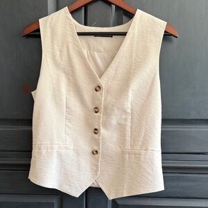 Source Unknown Cream Button Down Vest